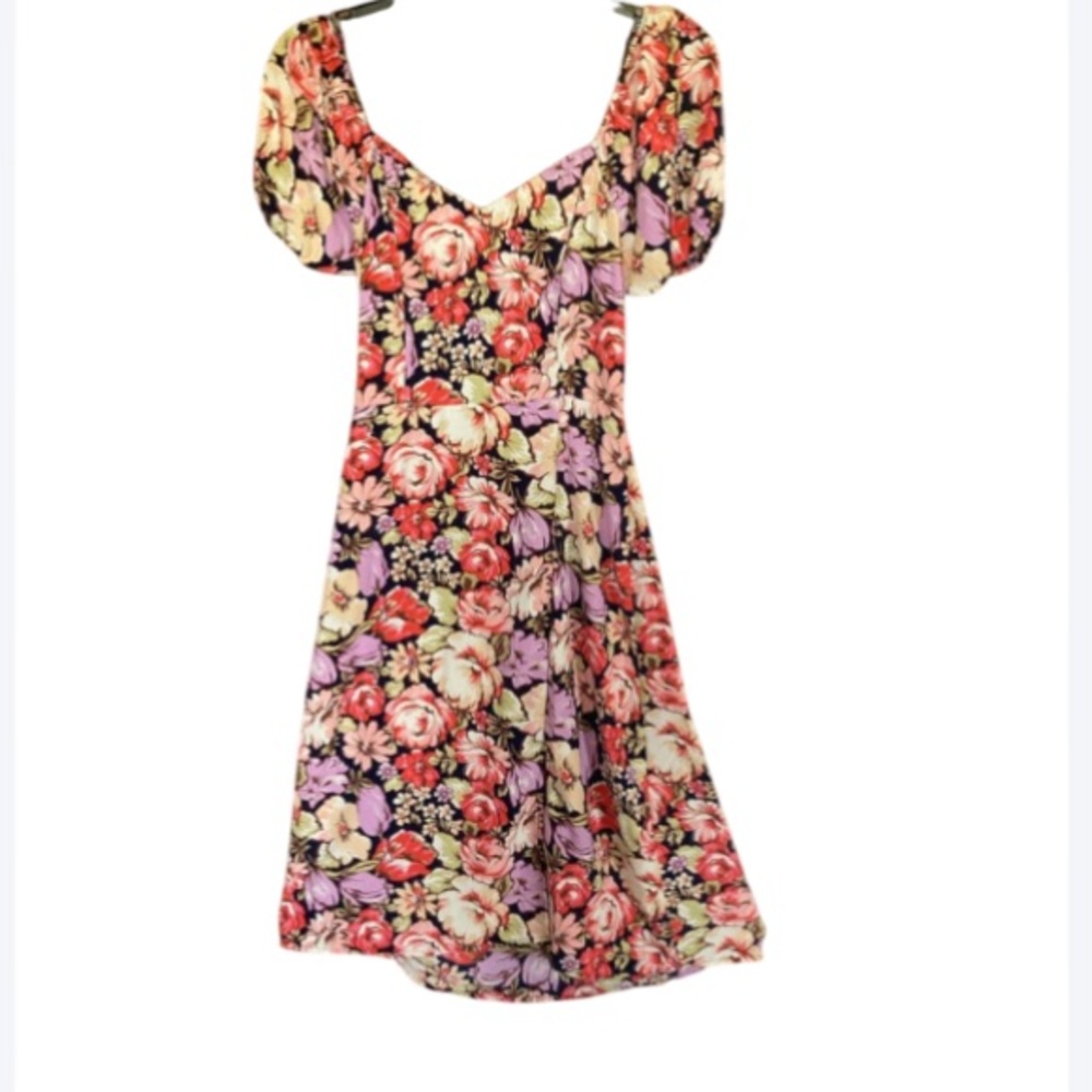 3/$33 Lily Rose dress floral print puff sleeve tie back boho cottagecore L jr